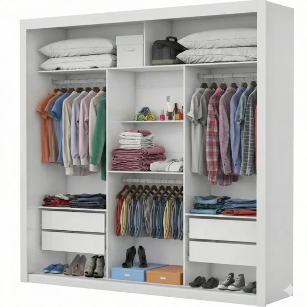 Guarda-roupa Casal Clara Plus (porta de correr com espelho) - Imagem 3