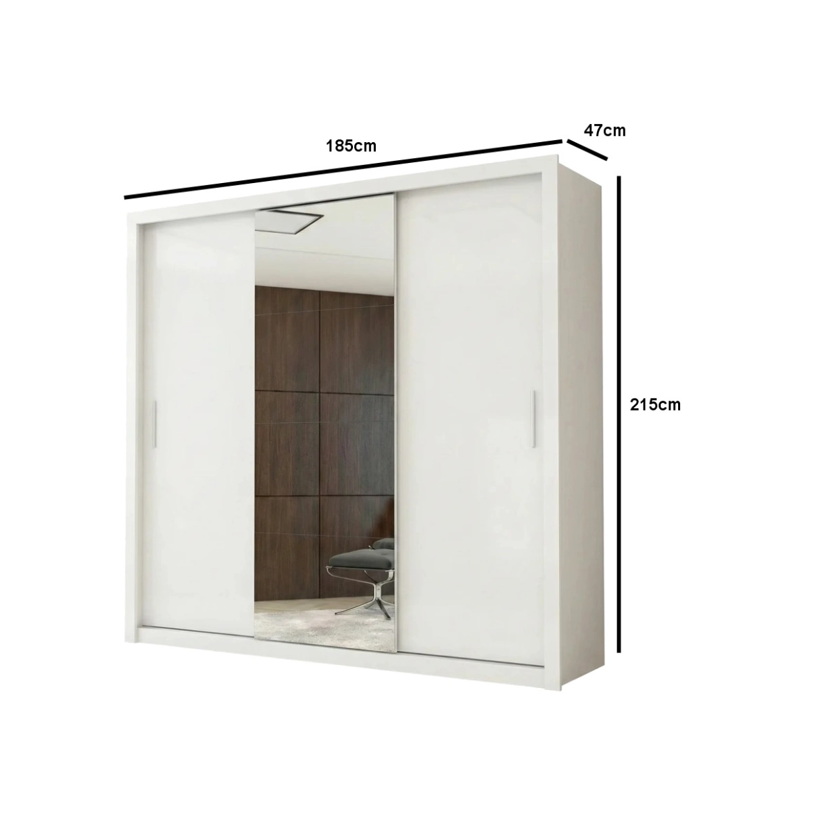 Guarda-roupa Casal Clara Plus (porta de correr com espelho) - Imagem 2